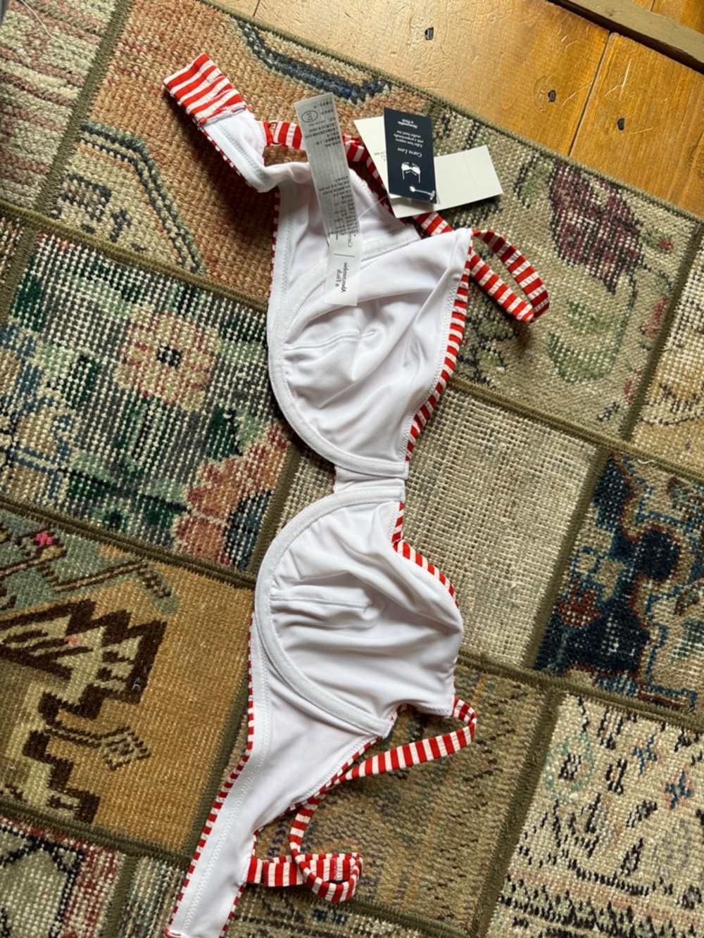 Abercrombie and Fitch Bikini top Curve Love Red and White Striped Bikini Top - Picture 7 of 11